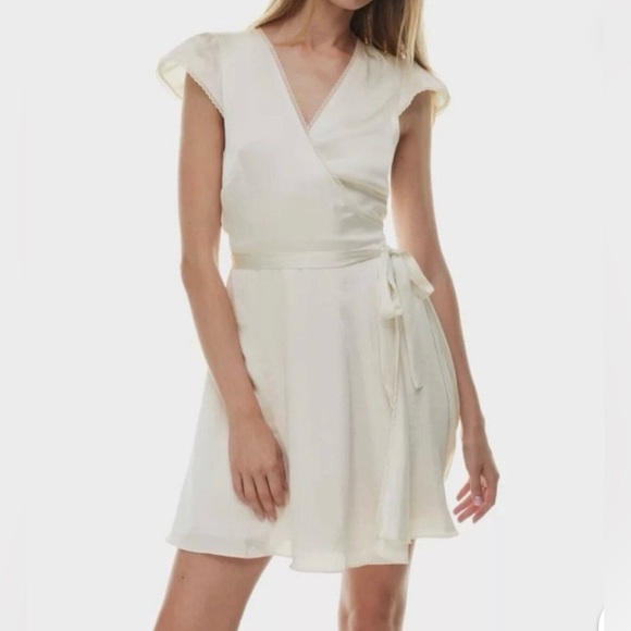 Wilfred Madamoiselle Ivory Satin Wrap Dress - Picture 1 of 3